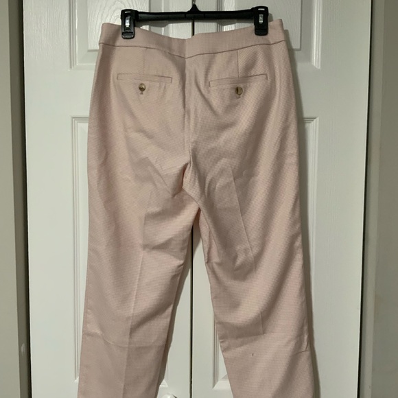 Ann Taylor Loft houndstooth patterned pink pants - Picture 2 of 5